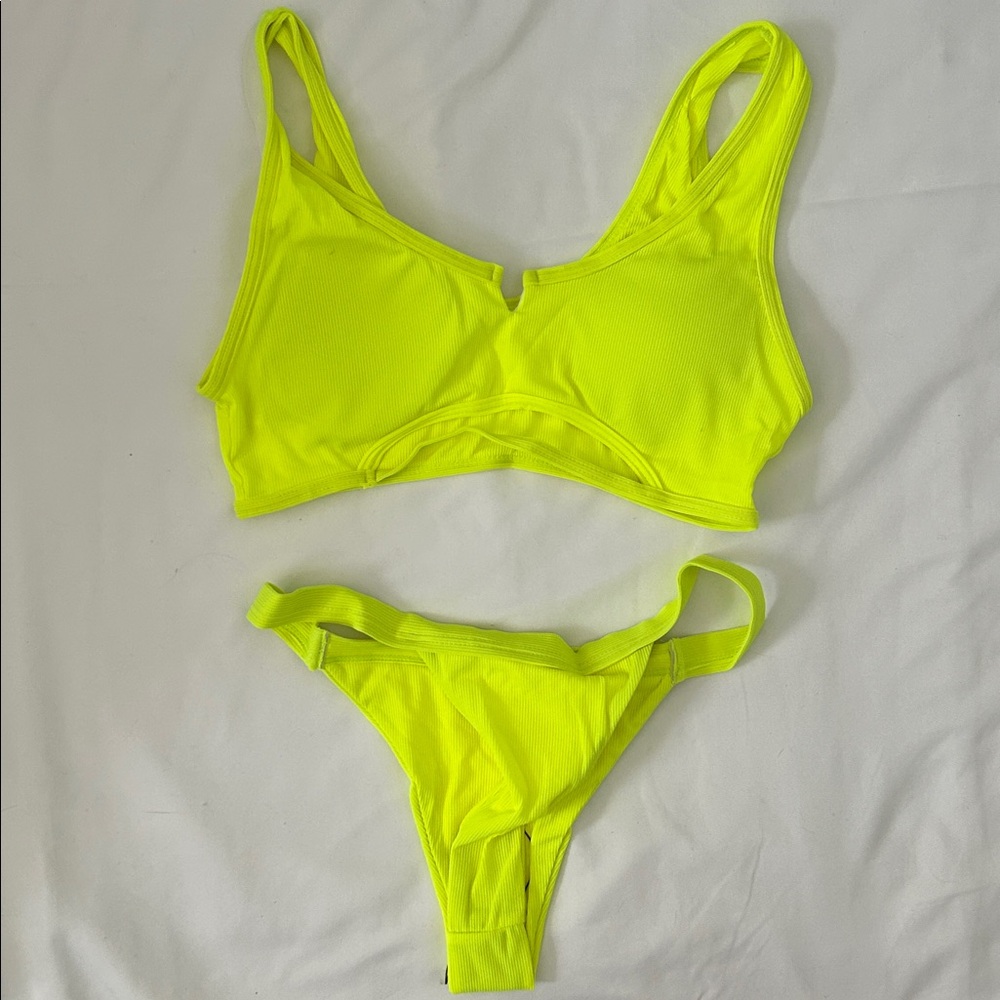 neon yellow shein bikini